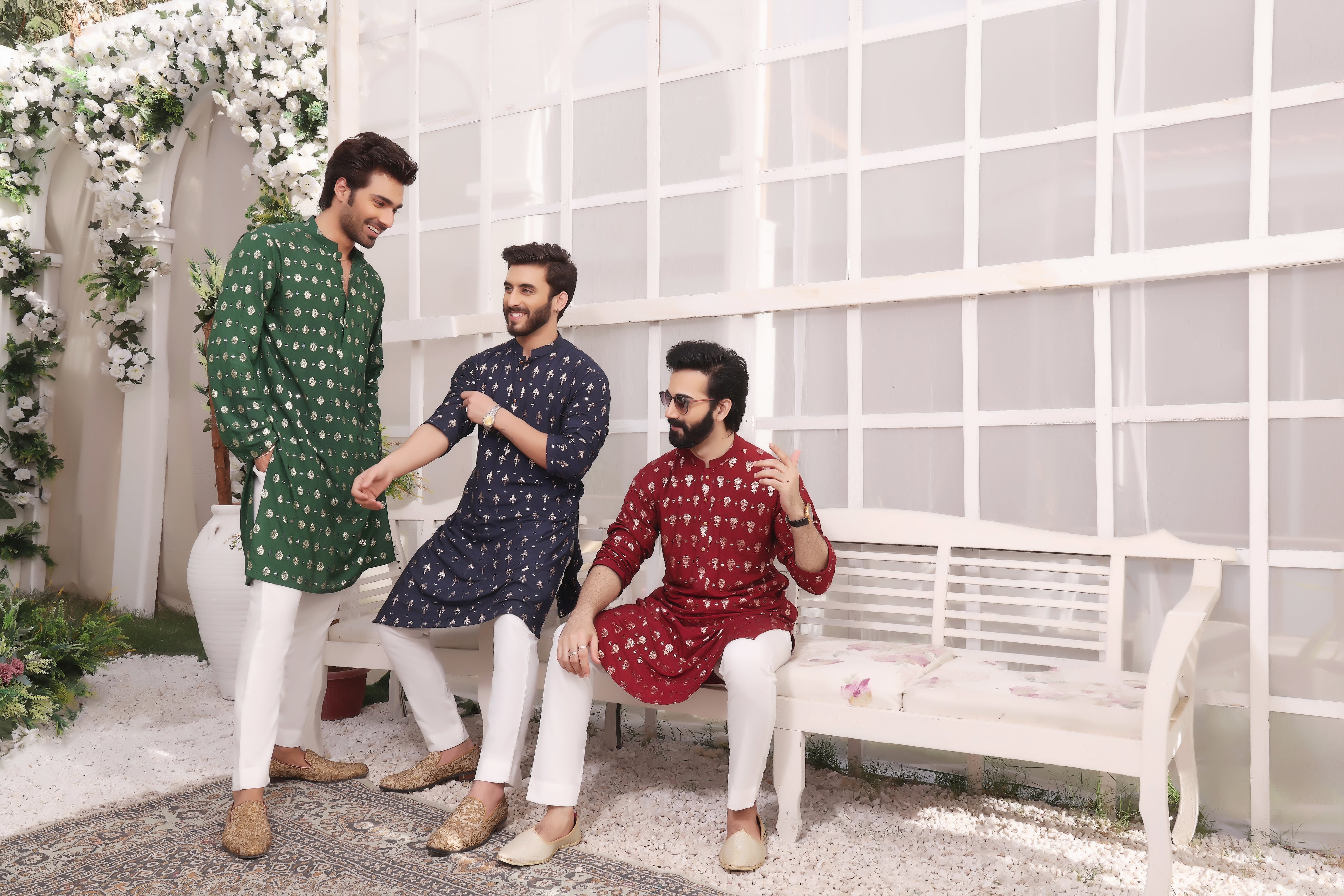 Orange Mirror Work Cotton Silk Kurta Pajama (2-Piece) - Image 4