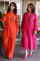 Orange Handworked Pure Grip Kurta Set (2-Piece) - Image 4