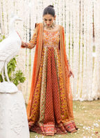 Burnt Orange Zardozi Pure Zari Pishwas (2-Piece) - Image 3