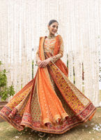 Burnt Orange Zardozi Pure Zari Pishwas (2-Piece) - Image 4