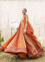 Burnt Orange Zardozi Pure Zari Pishwas (2-Piece) - Image 5