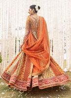 Burnt Orange Zardozi Pure Zari Pishwas (2-Piece) - Image 8