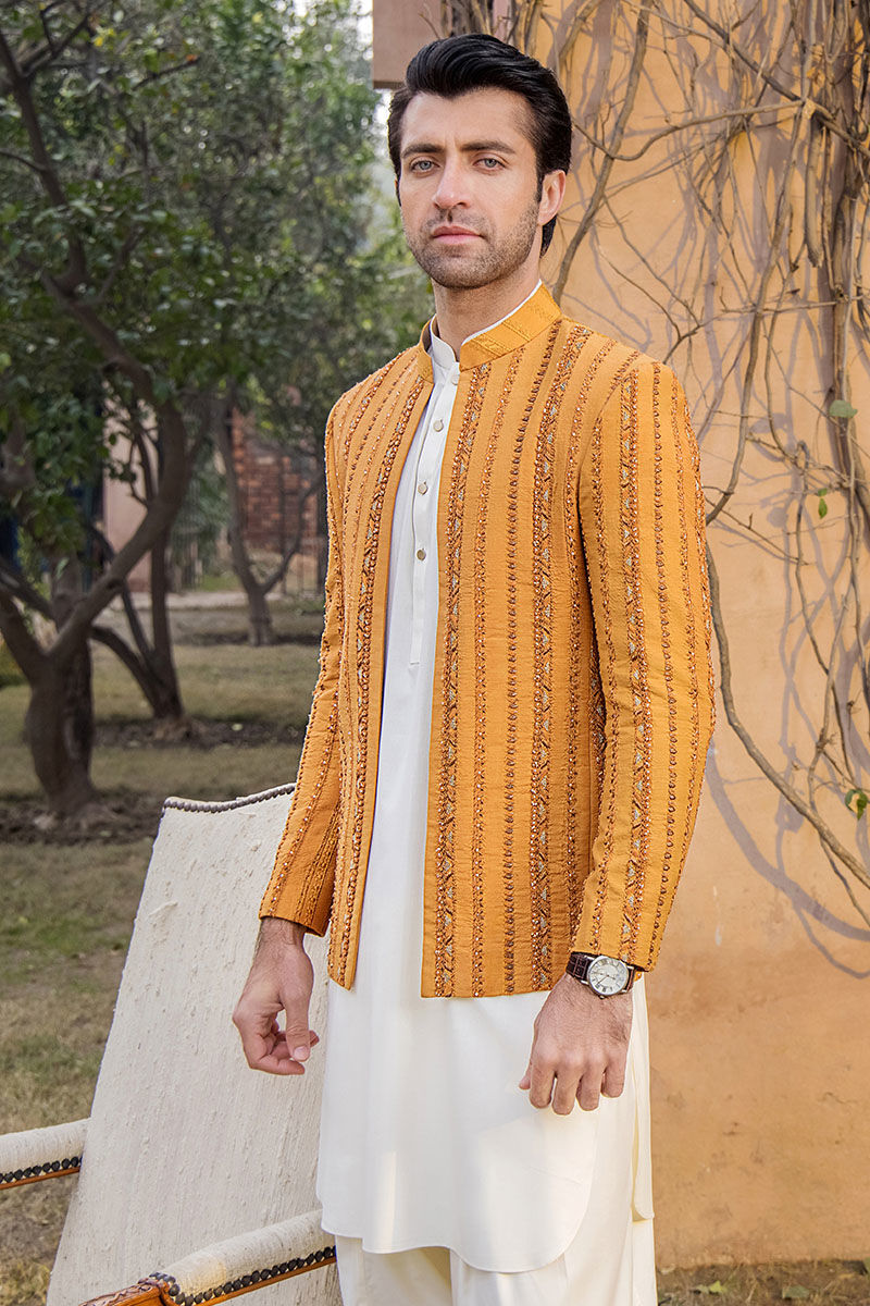 Laughing Orange Kora Dabka Silk Prince Coat (3-Piece) - Image 4