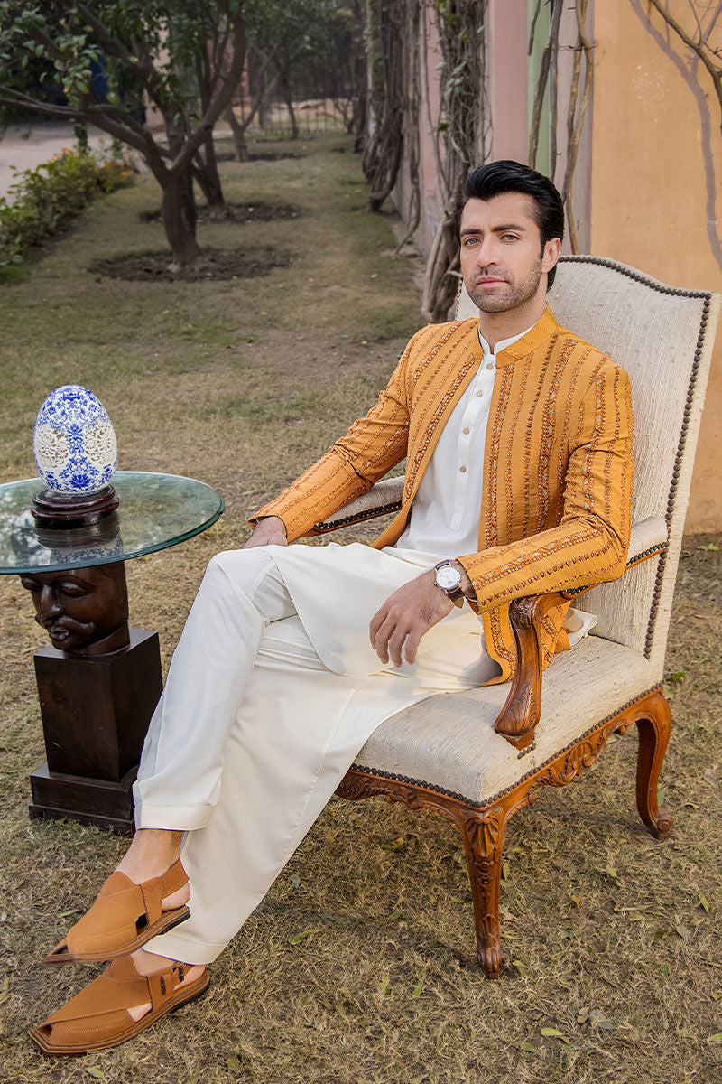 Laughing Orange Kora Dabka Silk Prince Coat (3-Piece) - Image 5