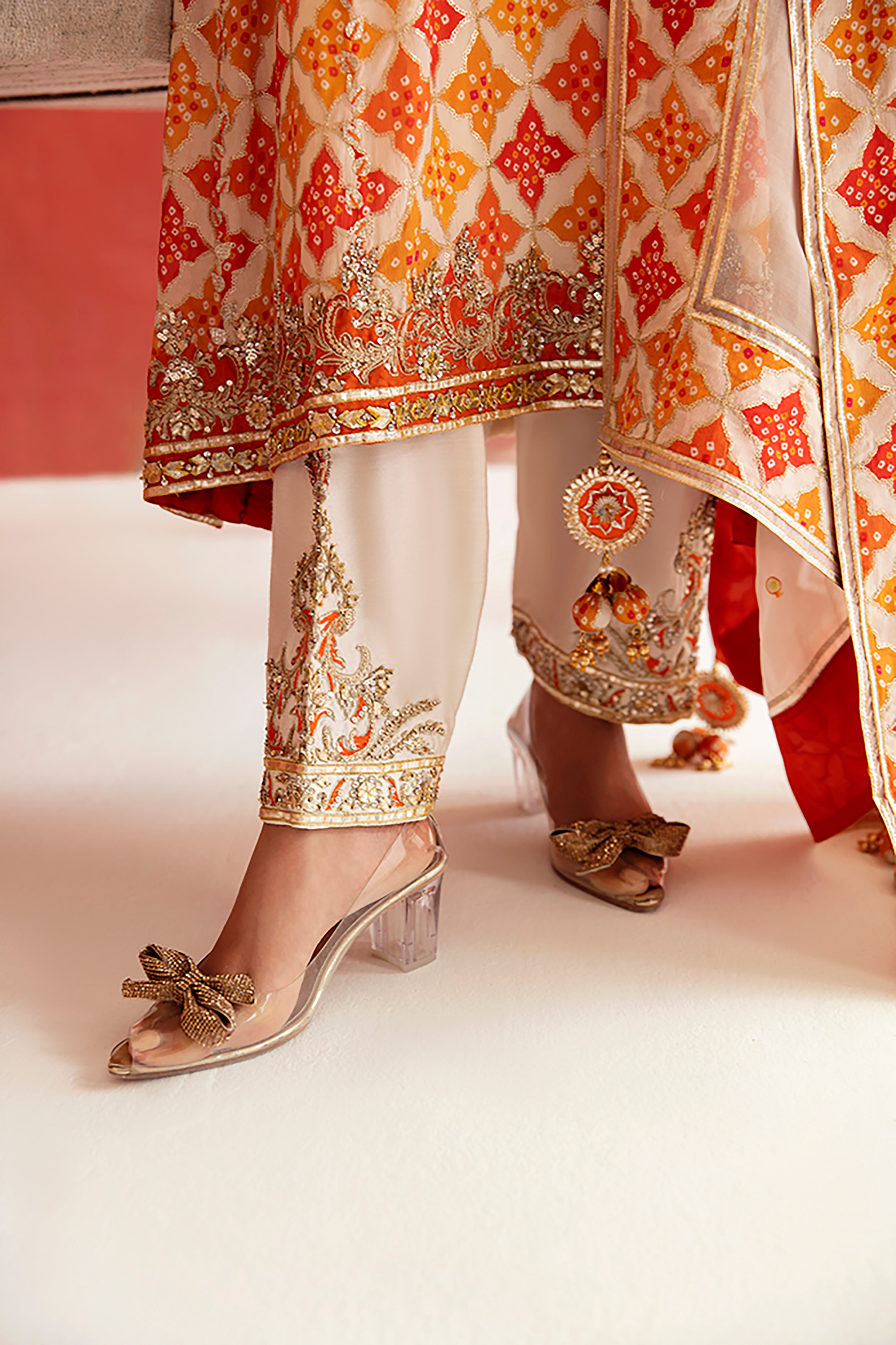 Orangeade Zardozi Chinon Silk Salwar Kameez (3-Piece) - Image 5