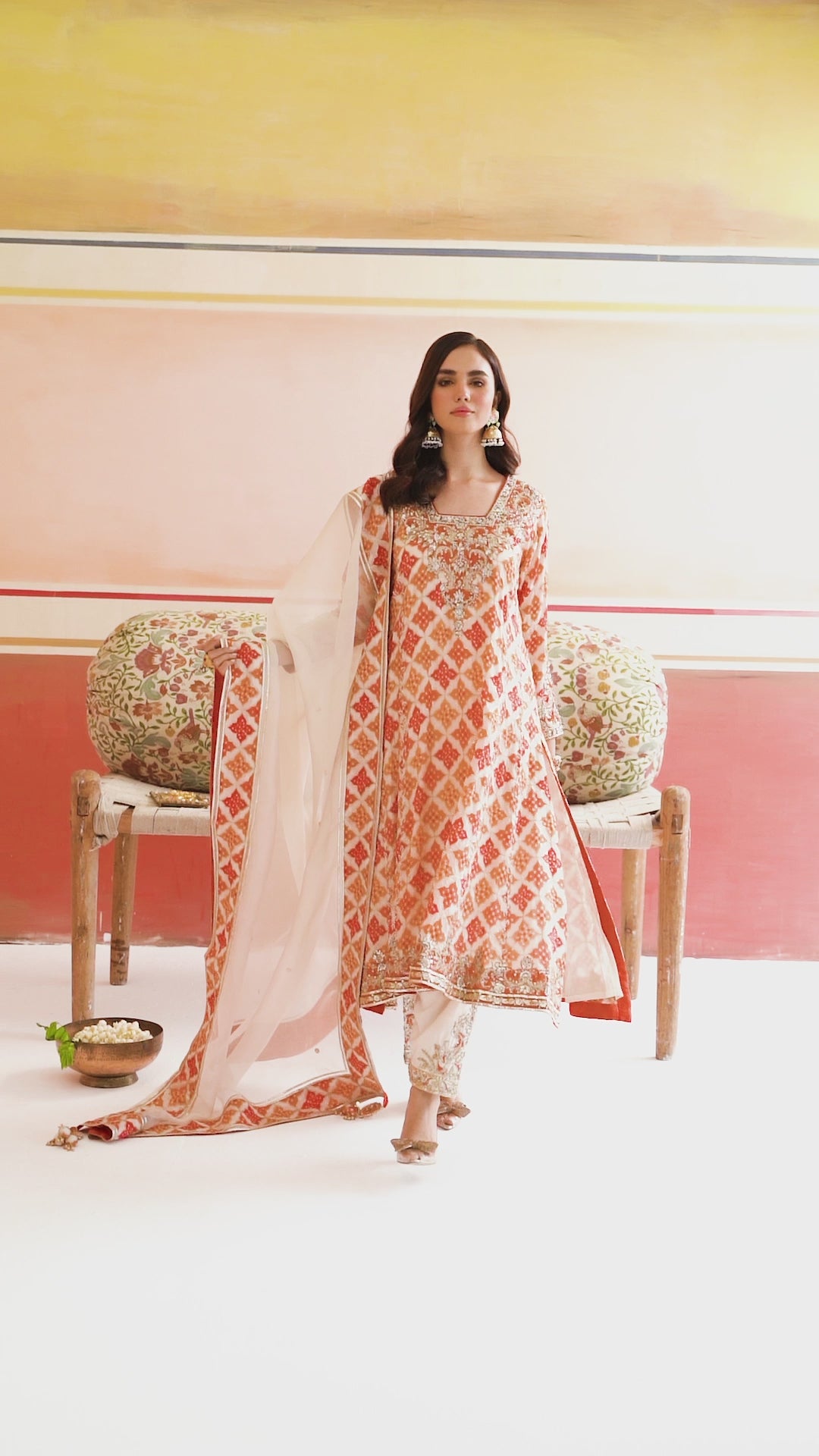 Orangeade Zardozi Chinon Silk Salwar Kameez (3-Piece) - Image 6