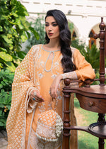 Pakistani Orange Embroidered Organza & Cotton Net Salwar Kameez (3-Piece) - Image 3