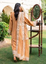 Pakistani Orange Embroidered Organza & Cotton Net Salwar Kameez (3-Piece) - Image 6