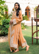 Pakistani Orange Embroidered Organza & Cotton Net Salwar Kameez (3-Piece) - Image 7