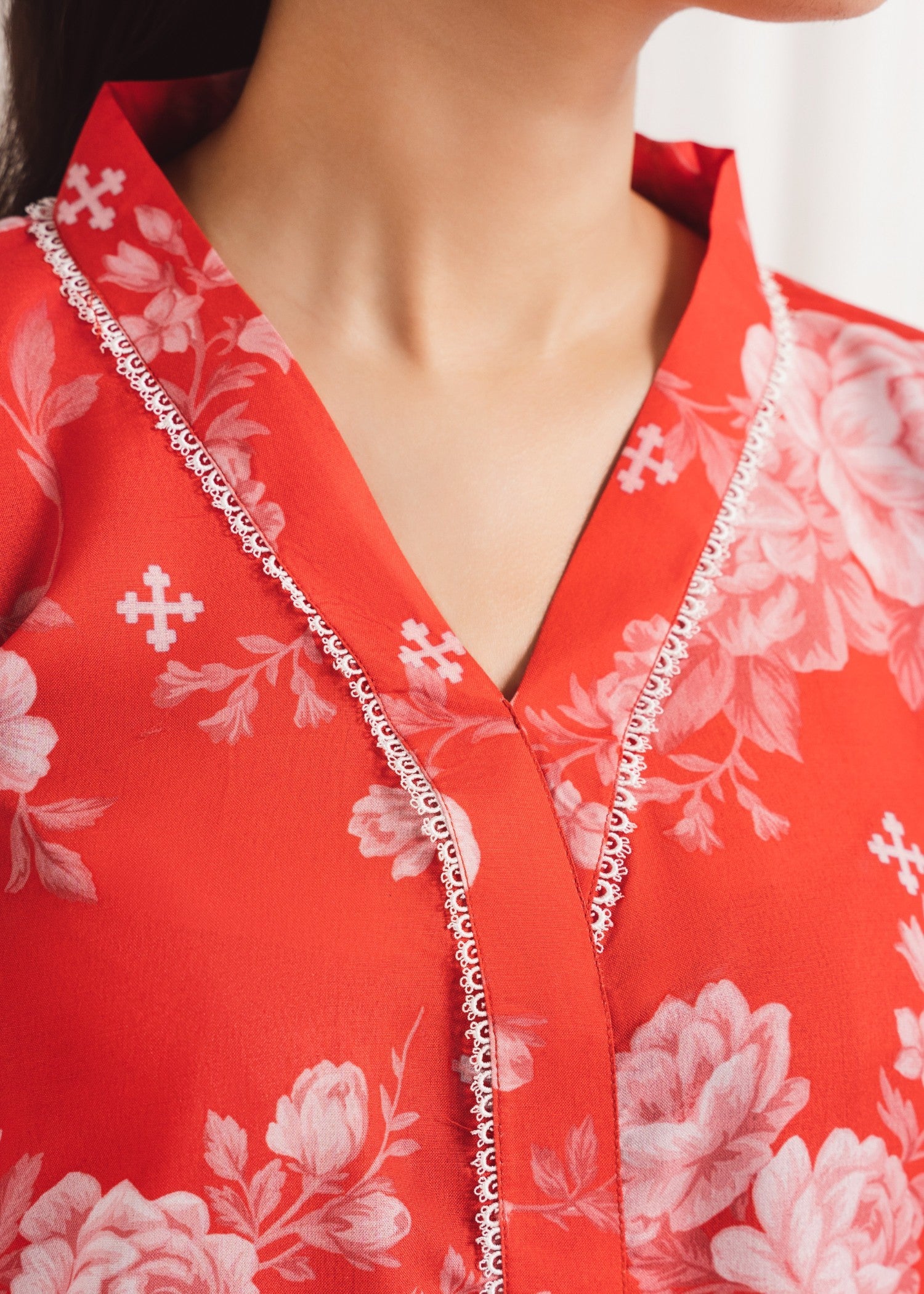 Orange Printed Poly Lawn Salwar Kameez (2-Piece) - Image 5