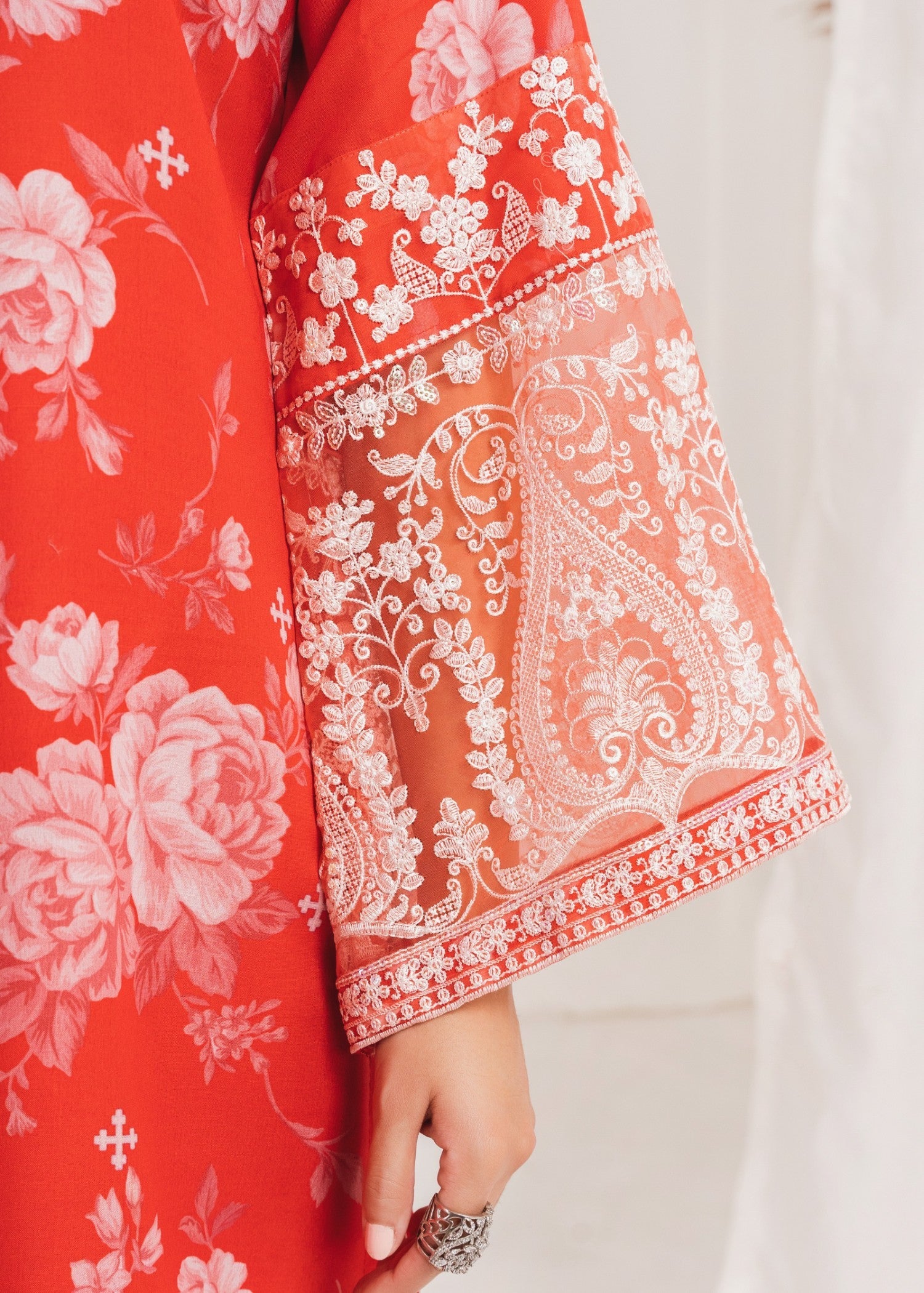 Orange Printed Poly Lawn Salwar Kameez (2-Piece) - Image 6