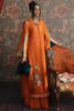 Pakistani Burnt Orange Embroidered Raw Silk Long Shirt (3-Piece) - Image 2