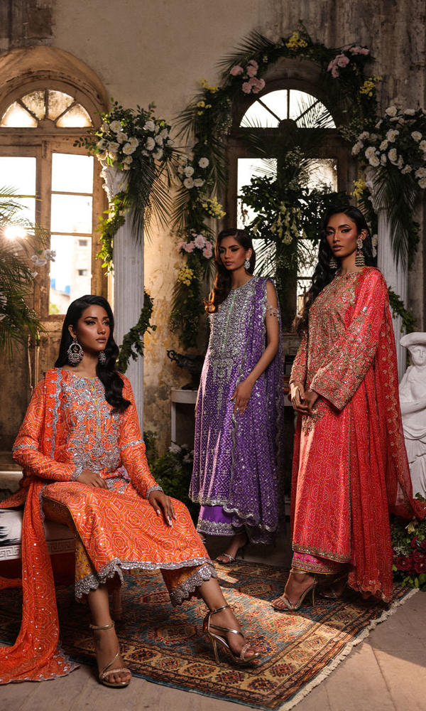 Bright Orange Chunri Silk-Blend Salwar Kameez (3-Piece) - Image 12