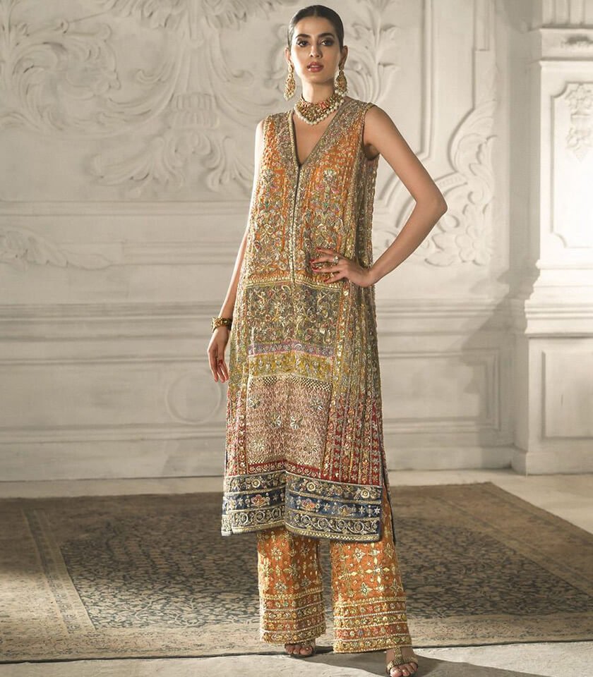 Bright Chunri Embroidered Silk Blend Jacket (2-Piece) - Image 1