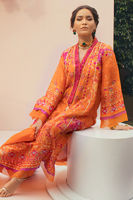 Pakistani Rust Digital Printed Silk Salwar Kameez (3-Piece) - Image 2