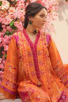 Pakistani Rust Digital Printed Silk Salwar Kameez (3-Piece) - Image 3