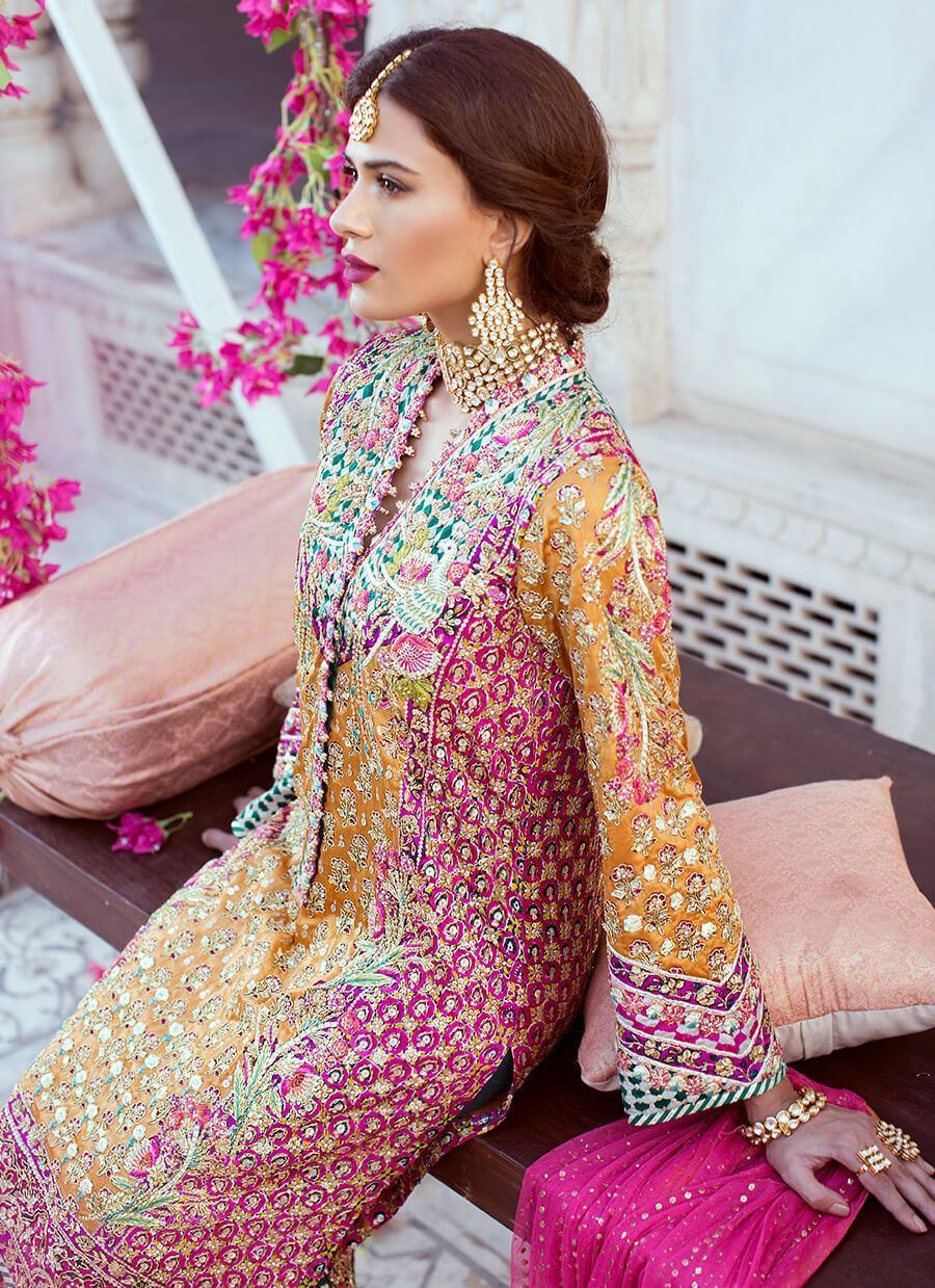 Burnt Orange Gota Embroidered Silk Salwar Kameez (3-Piece) - Image 6