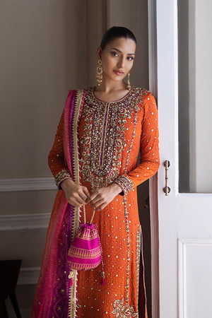 Rust Hand Embroidered Silk Chunri Salwar Kameez (3-Piece) - Image 3