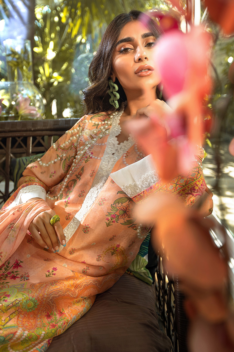 Pakistani Pale Orange Embellished Silk Salwar Kameez (3-Piece) - Image 6