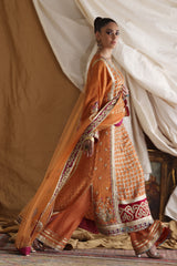 Pakistani Orange Zari Jacquard Salwar Kameez (3-Piece) - Image 3