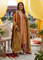 Burnt Orange Embroidered Zari-Silk Salwar Kameez (3-Piece) - Image 1