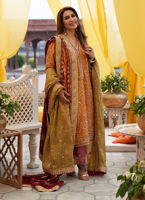 Burnt Orange Embroidered Zari-Silk Salwar Kameez (3-Piece) - Image 2