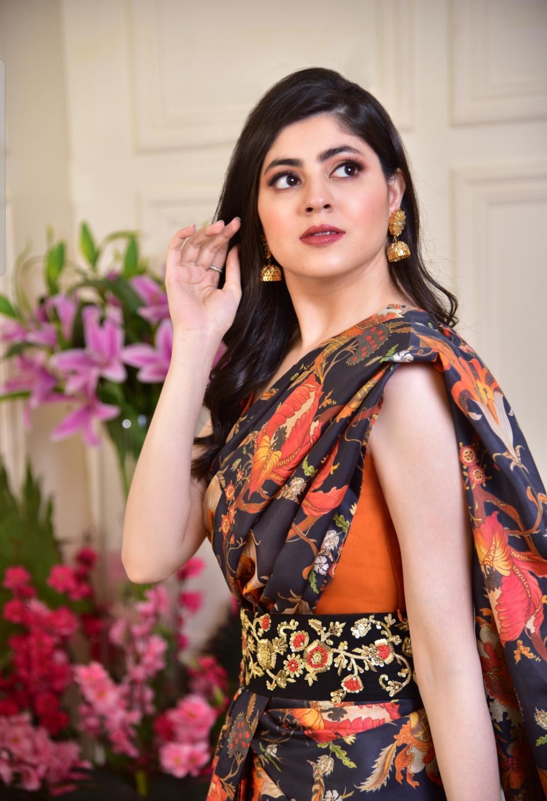 Burnt Orange Embroidered Pure Silk Saree (2-Piece) - Image 1