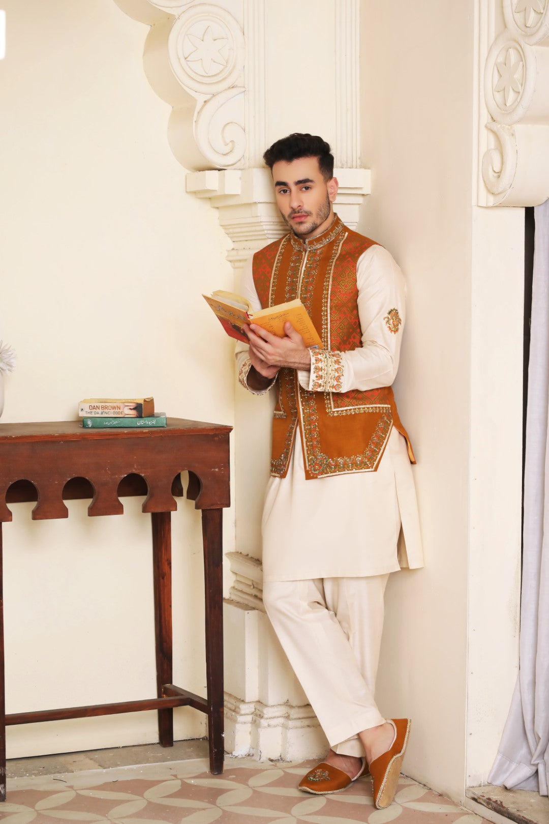 Rust Orange Ada Work Silk Waistcoat (3-Piece) - Image 3