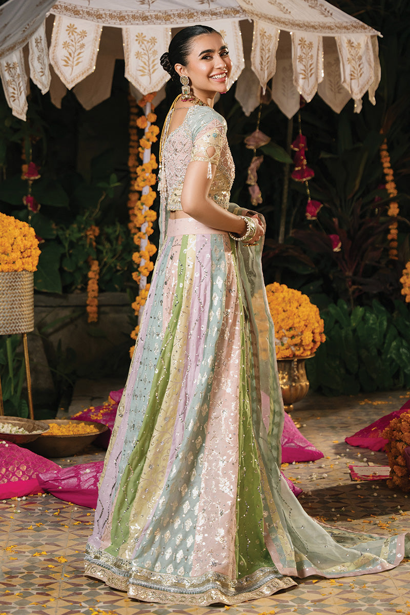 Pastel Hand-Embroidered Blended Fabric Lehenga Choli (3-Piece) - Image 1