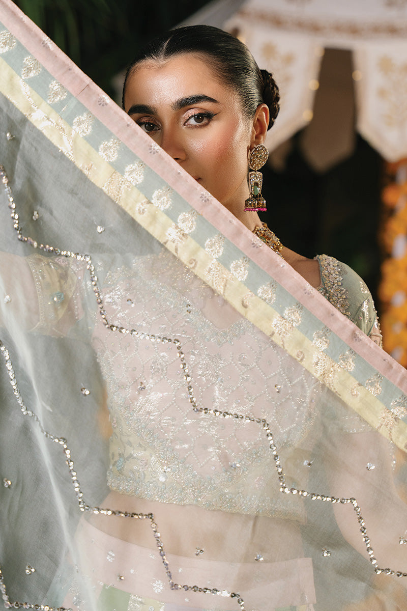 Pastel Hand-Embroidered Blended Fabric Lehenga Choli (3-Piece) - Image 2