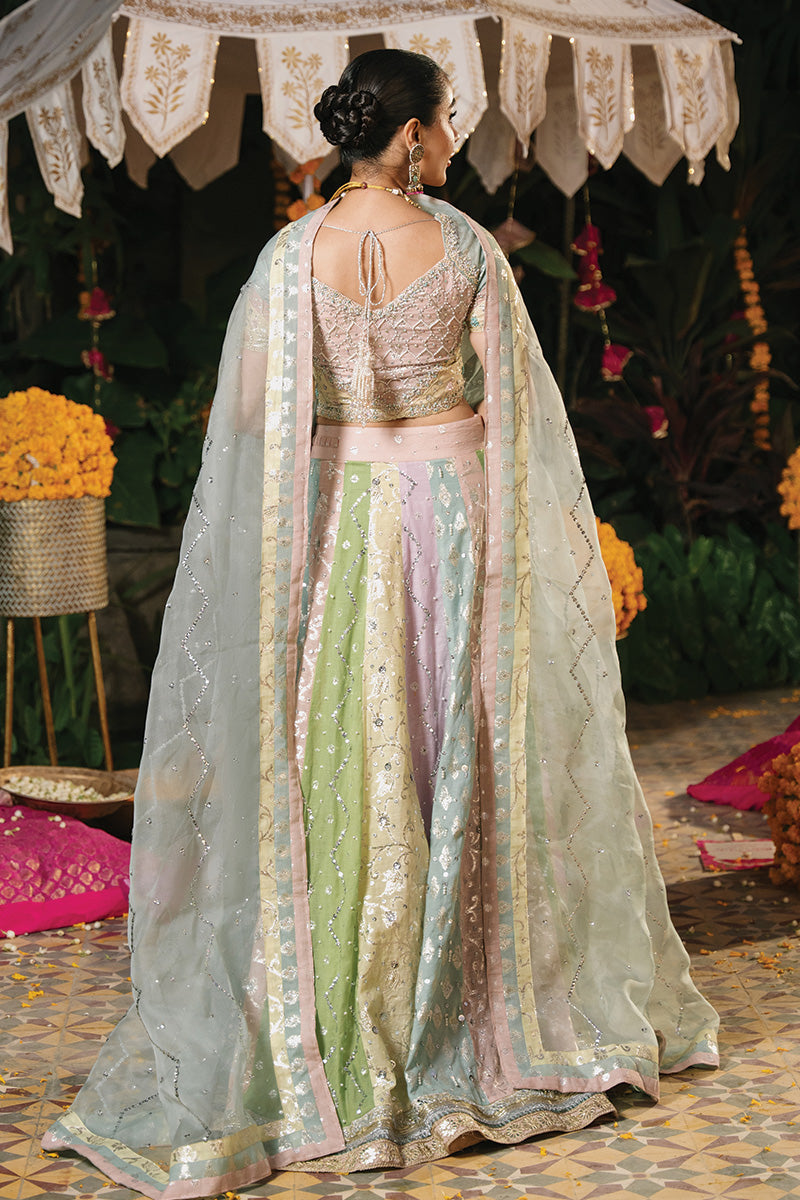 Pastel Hand-Embroidered Blended Fabric Lehenga Choli (3-Piece) - Image 5