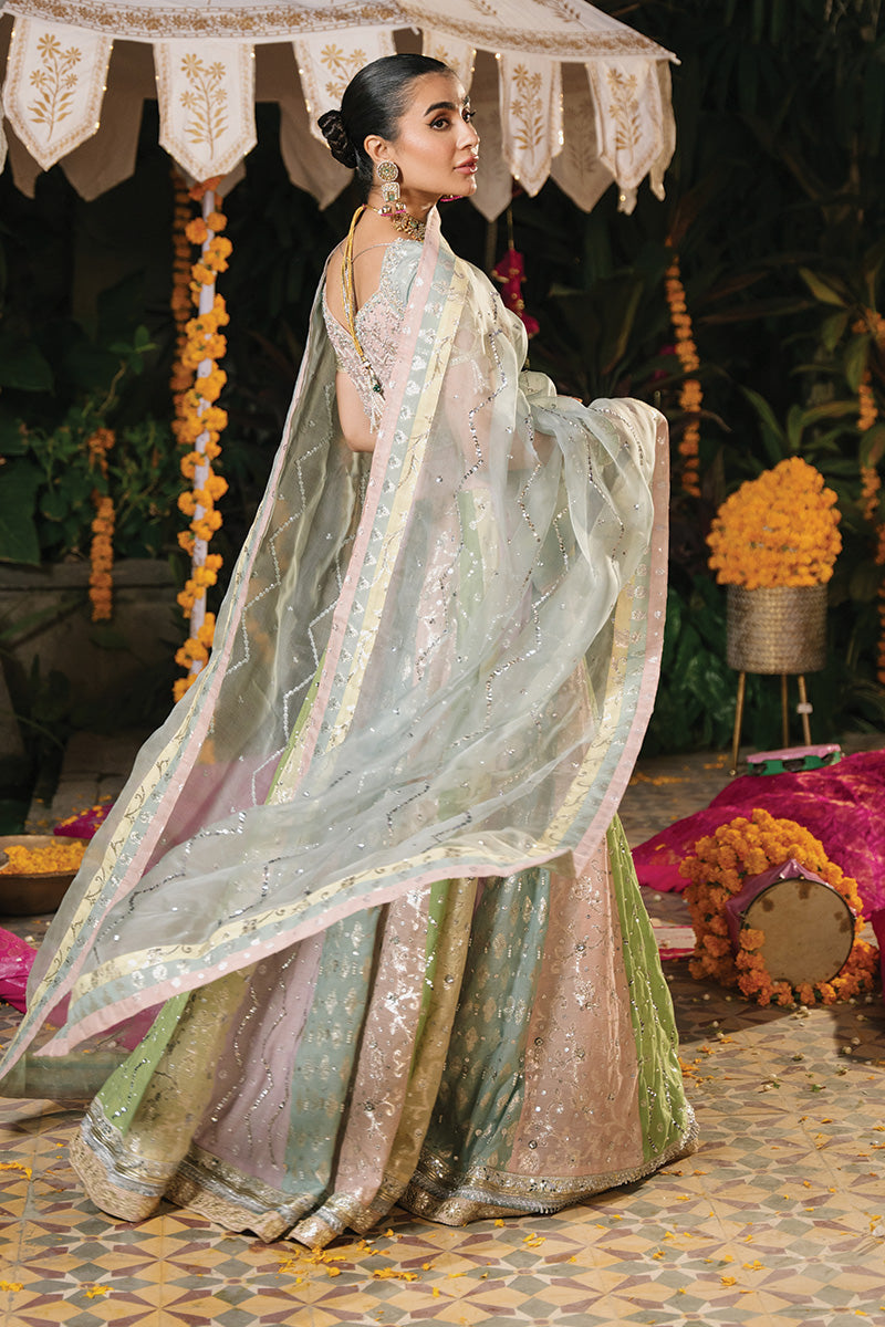 Pastel Hand-Embroidered Blended Fabric Lehenga Choli (3-Piece) - Image 7