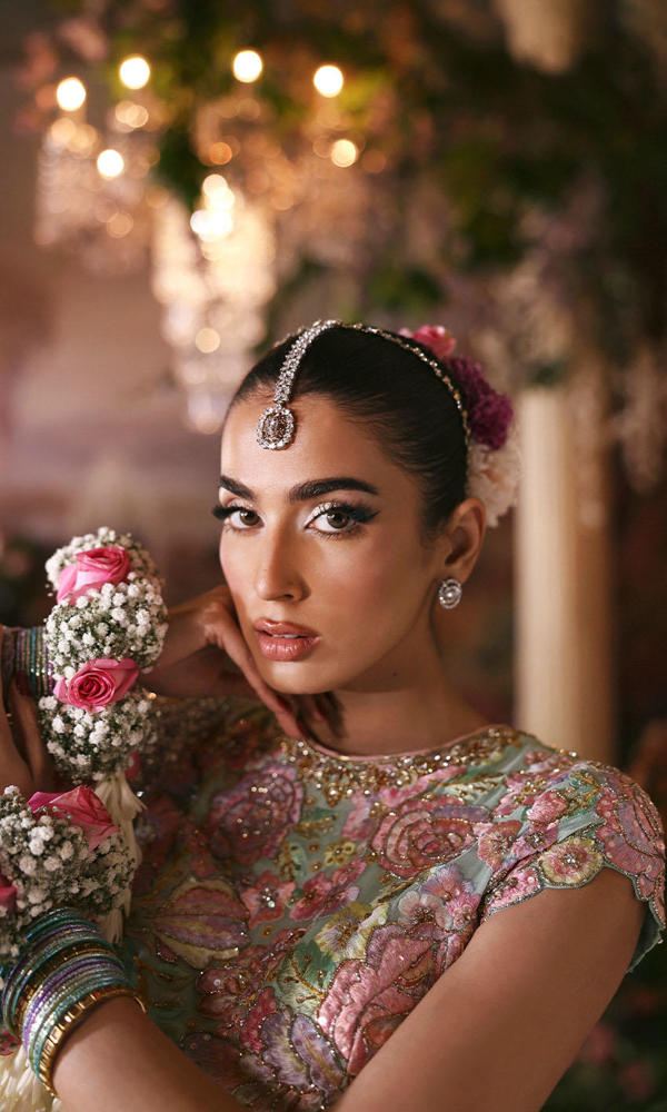 Pakistani Pastel Multicolour Embroidered Silk Blend Sharara (3-Piece) - Image 7