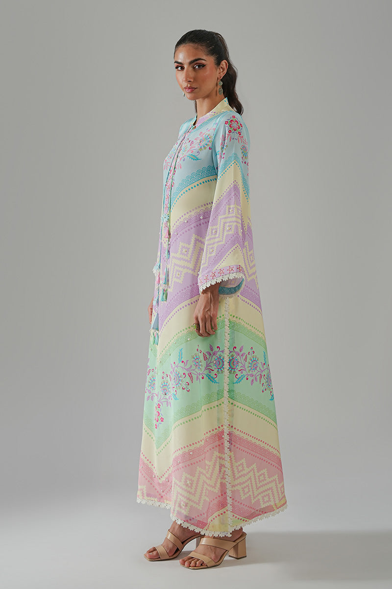 Pastel Multi-Colour Pure Crepe Kaftan (1-Pc) - Image 3