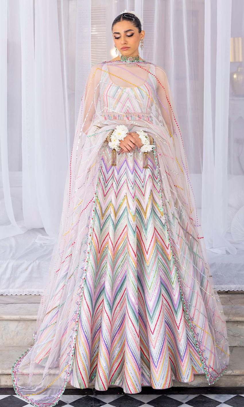 Multi-Colour Sequin Silk-Blend Lehenga (3-Piece) - Image 1