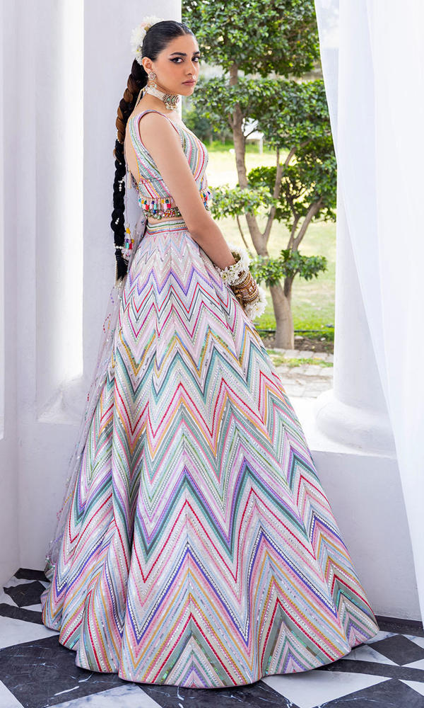 Multi-Colour Sequin Silk-Blend Lehenga (3-Piece) - Image 4