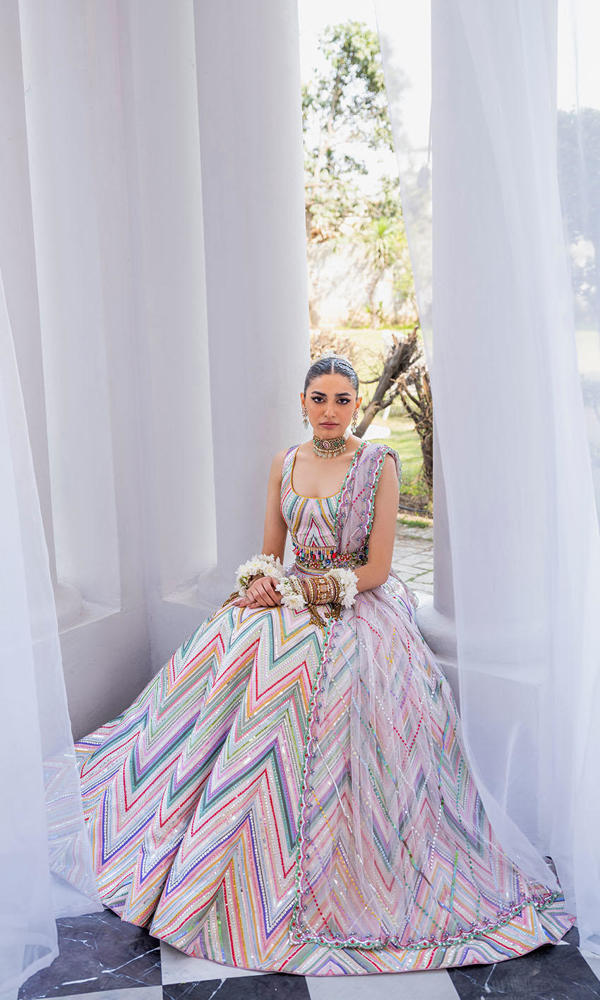 Multi-Colour Sequin Silk-Blend Lehenga (3-Piece) - Image 5