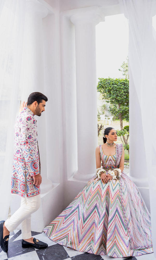 Multi-Colour Sequin Silk-Blend Lehenga (3-Piece) - Image 9