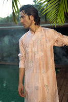 Nude Peach Embroidered Pure Raw Silk Kurta (2-Piece) - Image 6