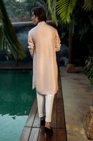Nude Peach Embroidered Pure Raw Silk Kurta (2-Piece) - Image 7