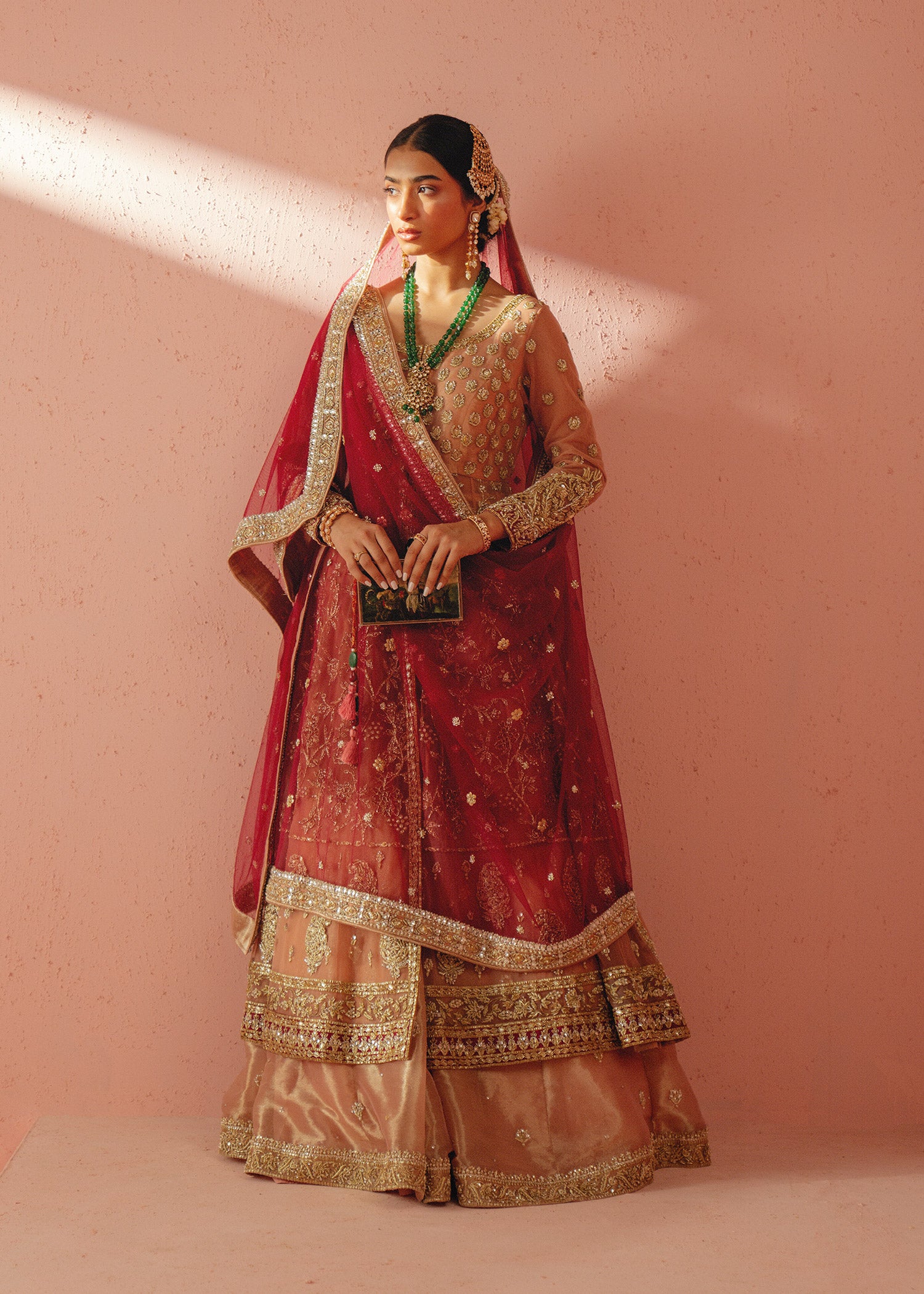 Soft Peach Zardozi Net Gown (2-Piece) - Image 5