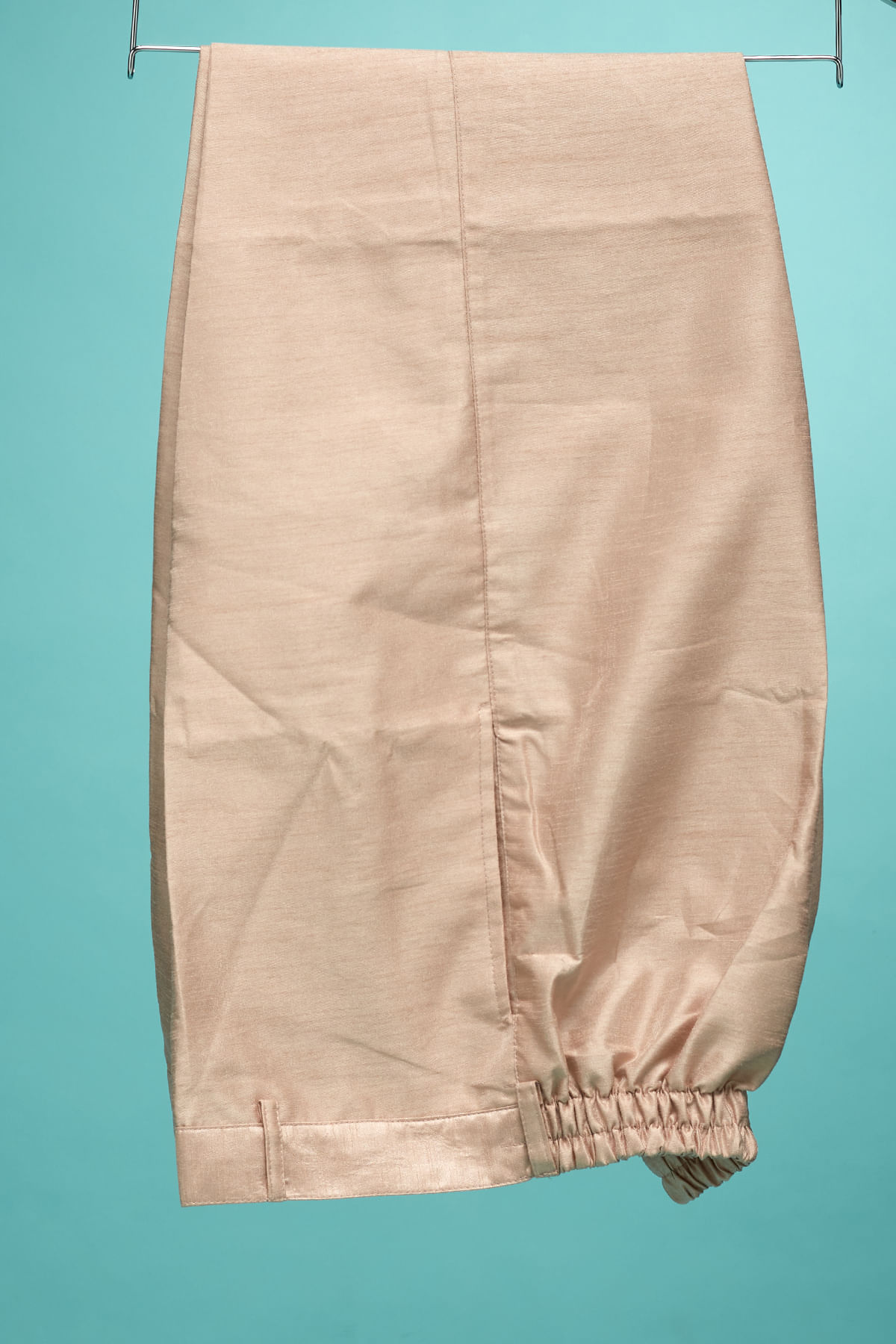 Peach Embroidered Silk Indo-Western Sherwani (2-Piece) - Image 6