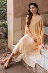 Peach Ombre Beaded Georgette Chiffon Kaftan (2-Piece) - Image 6