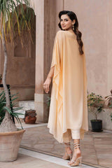 Peach Ombre Beaded Georgette Chiffon Kaftan (2-Piece) - Image 7