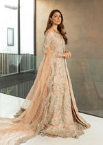 Blush Peach Embroidered Silk Jacket Gown (3-Piece) - Image 2