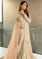 Blush Peach Embroidered Silk Jacket Gown (3-Piece) - Image 3