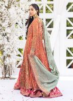 Pakistani Apricot Hand-Embellished Tulle & Raw Silk Lehenga (3-Piece) - Image 5