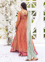 Pakistani Apricot Hand-Embellished Tulle & Raw Silk Lehenga (3-Piece) - Image 7