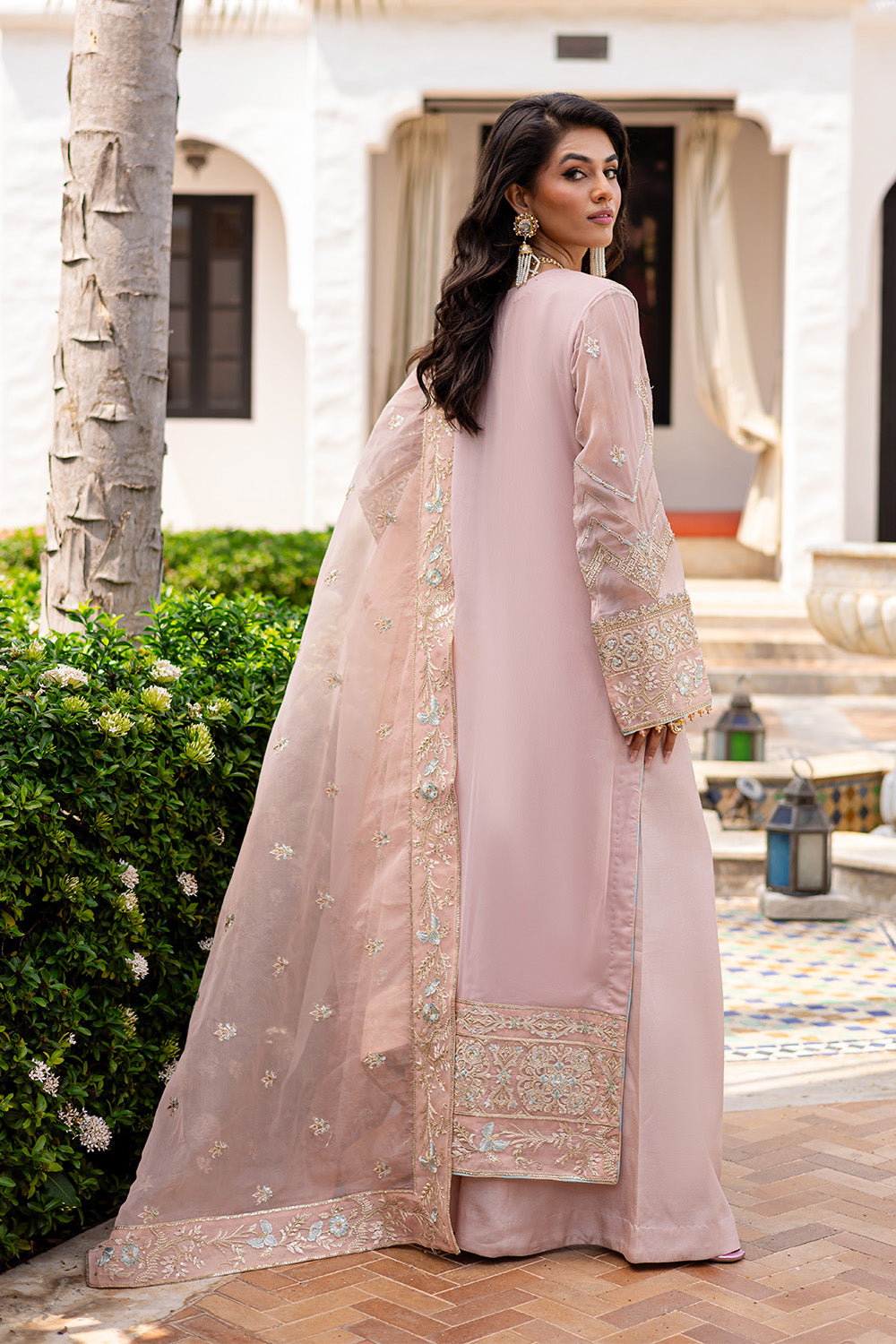 Peach Fuzz Embroidered Chiffon & Organza Suit (3-Piece) - Image 3