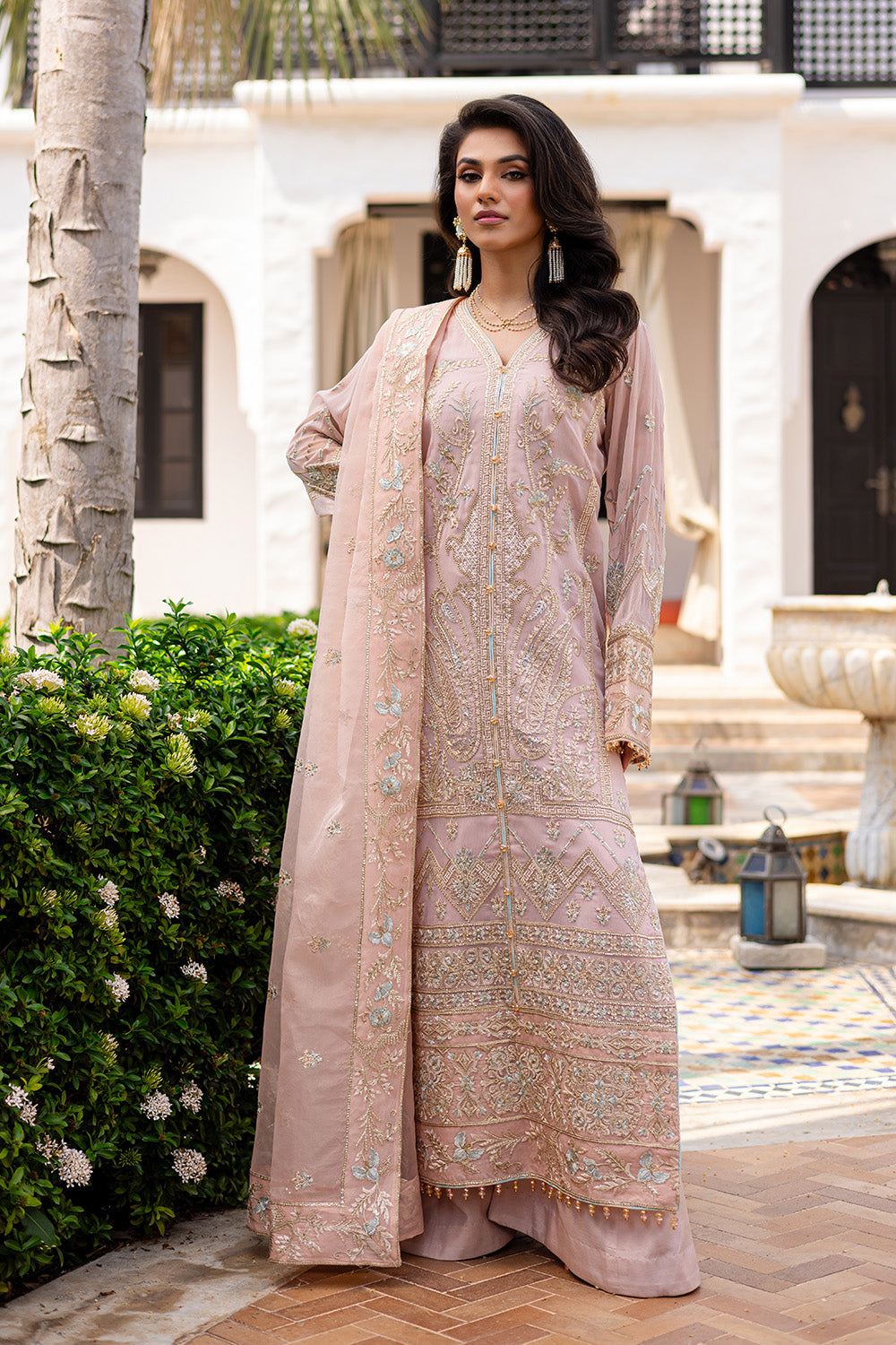Peach Fuzz Embroidered Chiffon & Organza Suit (3-Piece) - Image 5